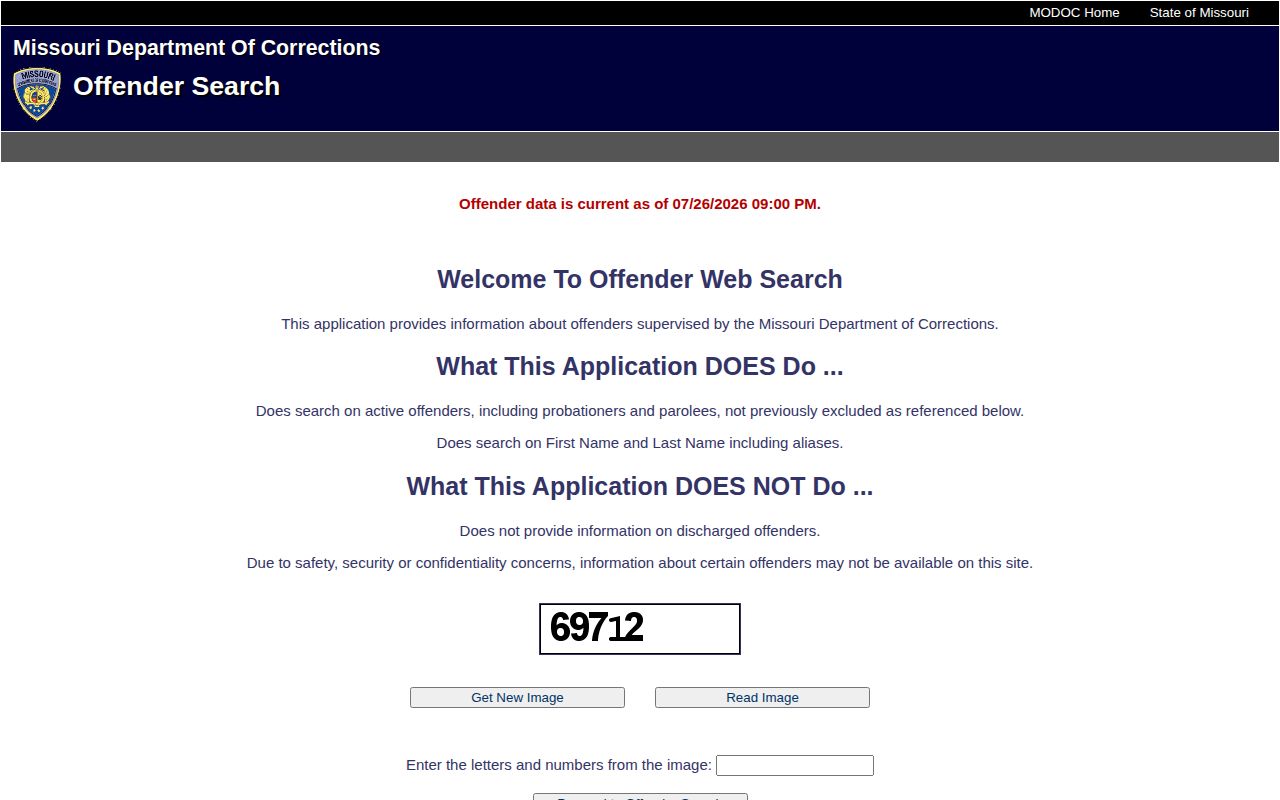Perry County released inmate MODOC offender search