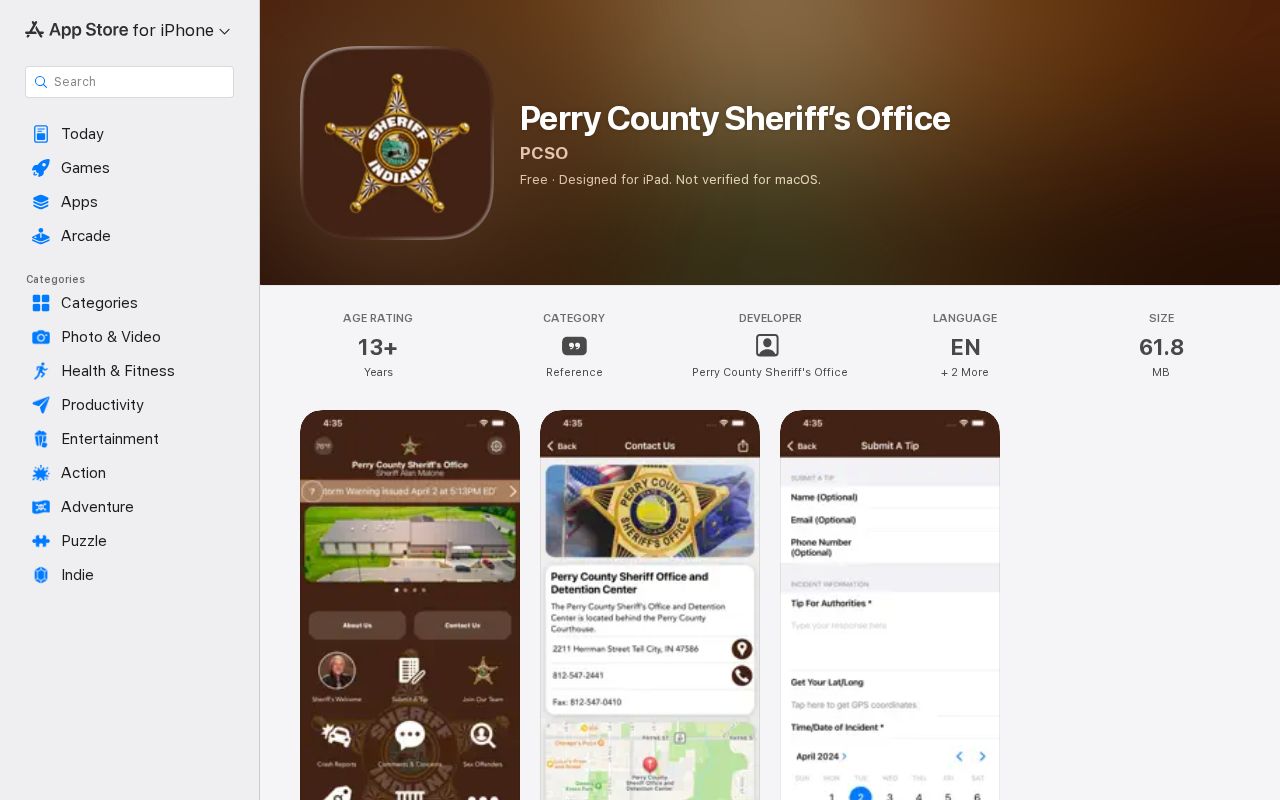 Perry County 24-hour release check Sheriff app source