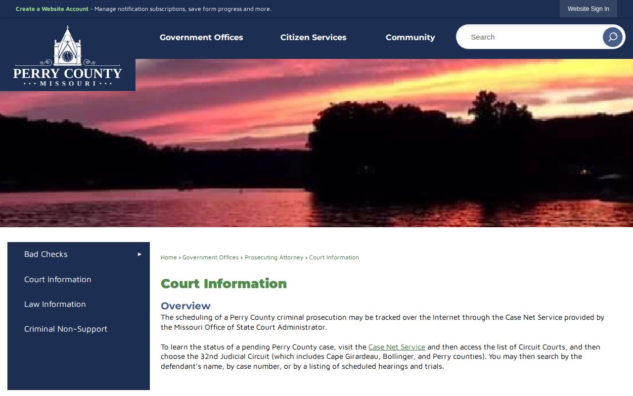 Perry County Sheriff’s Office Jail release court search directions